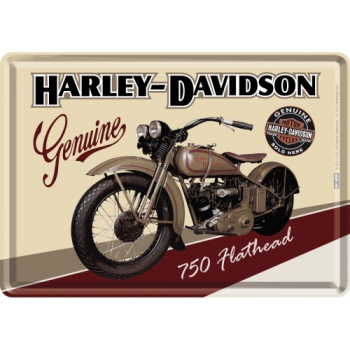 Blechpostkarte 10x14cm - "Harley Davidson 750 Flathead"