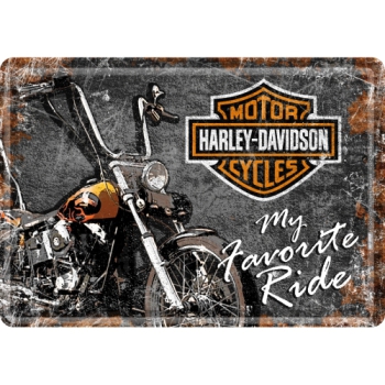 Blechpostkarte 10x14cm - "Harley Davidson - Favourite Ride"