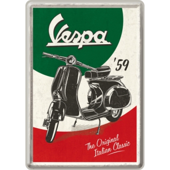 Blechpostkarte 10x14cm - "Vespa-the Italian Classic"